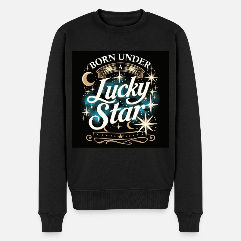 Glücksstern - Männer Premium Bio Pullover - Schwarz