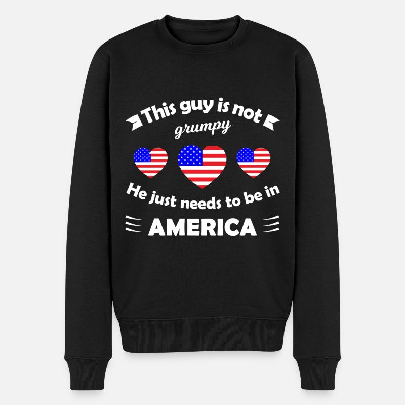 Die Heimat in Amerika - Männer Premium Bio Pullover - Schwarz