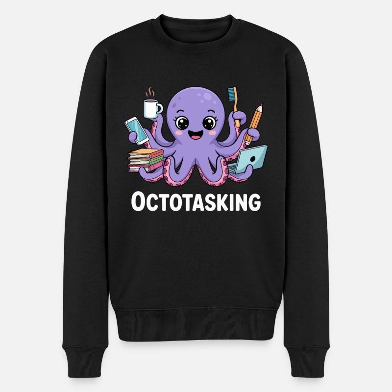 Octotasking Krake im Multitasking Modus - Männer Premium Bio Pullover - Schwarz