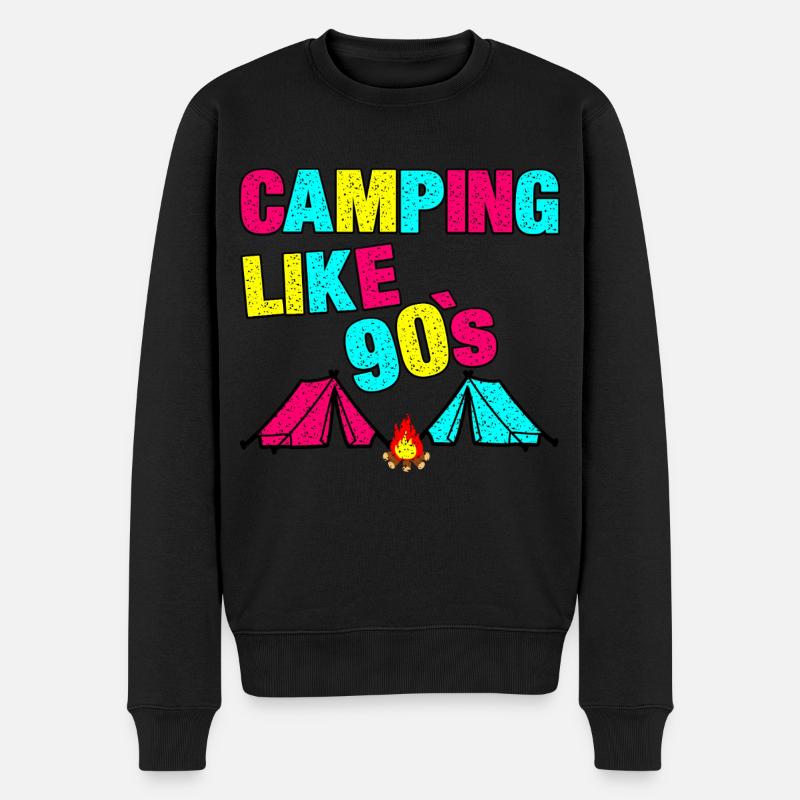 90er Jahre Camping - Männer Premium Bio Pullover - Schwarz