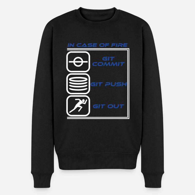 "Im Falle eines Feuers Git Commit Git Push Git - Männer Premium Bio Pullover - Schwarz