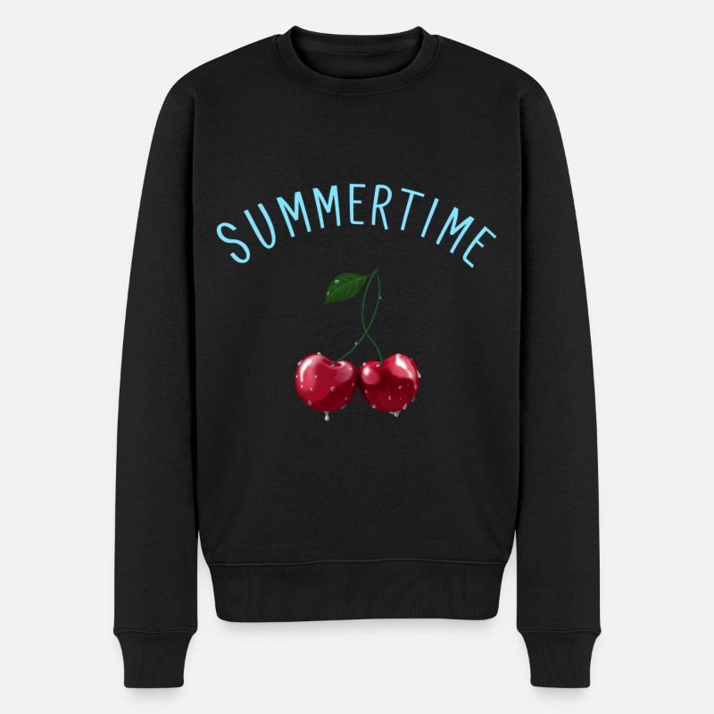Kirschen - Cherries Summertime - Männer Premium Bio Pullover - Schwarz