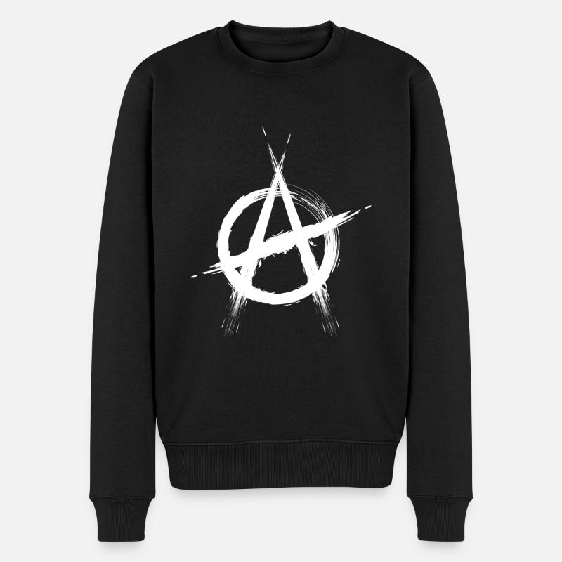Anarchie Symbol weiß - Männer Premium Bio Pullover - Schwarz