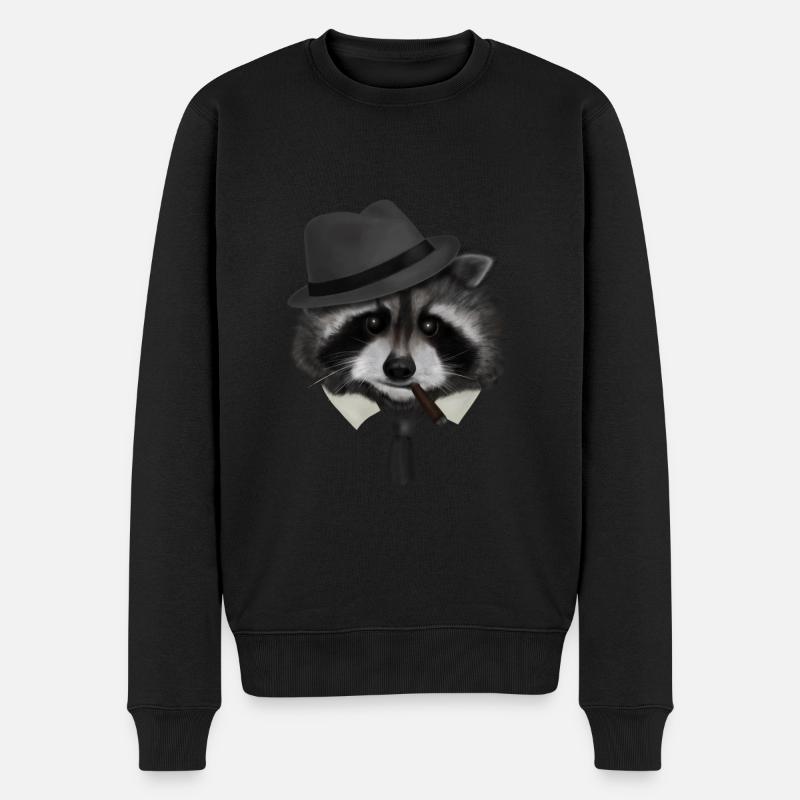Gangster Mafia Waschbär - Männer Premium Bio Pullover - Schwarz