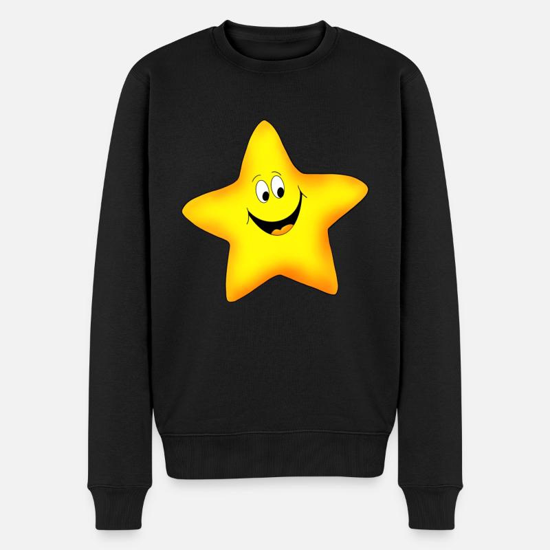 Stern lächelnd - Männer Premium Bio Pullover - Schwarz