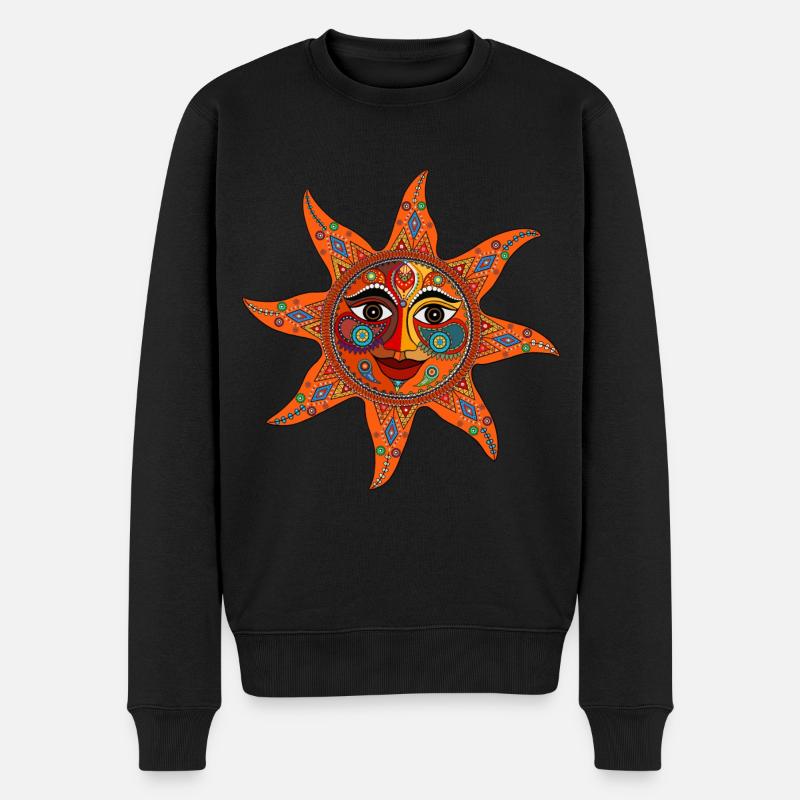 Sun Mandala / Sonne - Männer Premium Bio Pullover - Schwarz