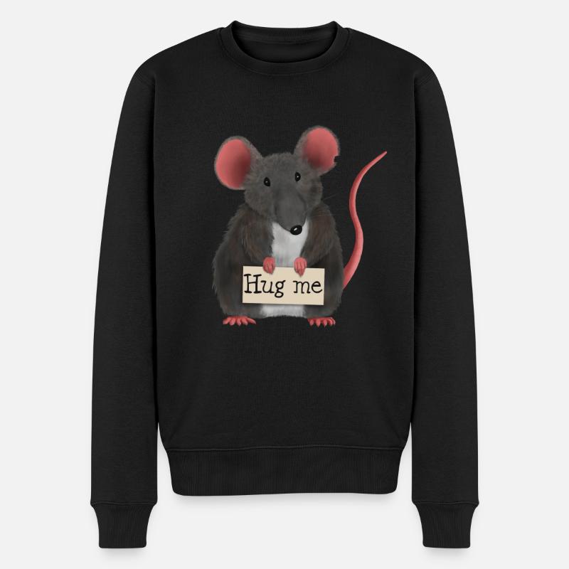 Süße Maus / Ratte möchte gern umarmt werden - Männer Premium Bio Pullover - Schwarz