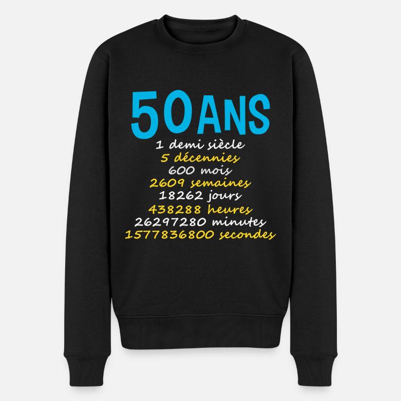 50 ans humour anniversaire, date de naissance. âge - Pull Premium bio Homme - noir