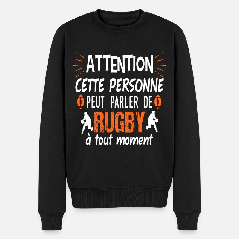Attention cette personne peut parler de rugby - Pull Premium bio Homme - noir