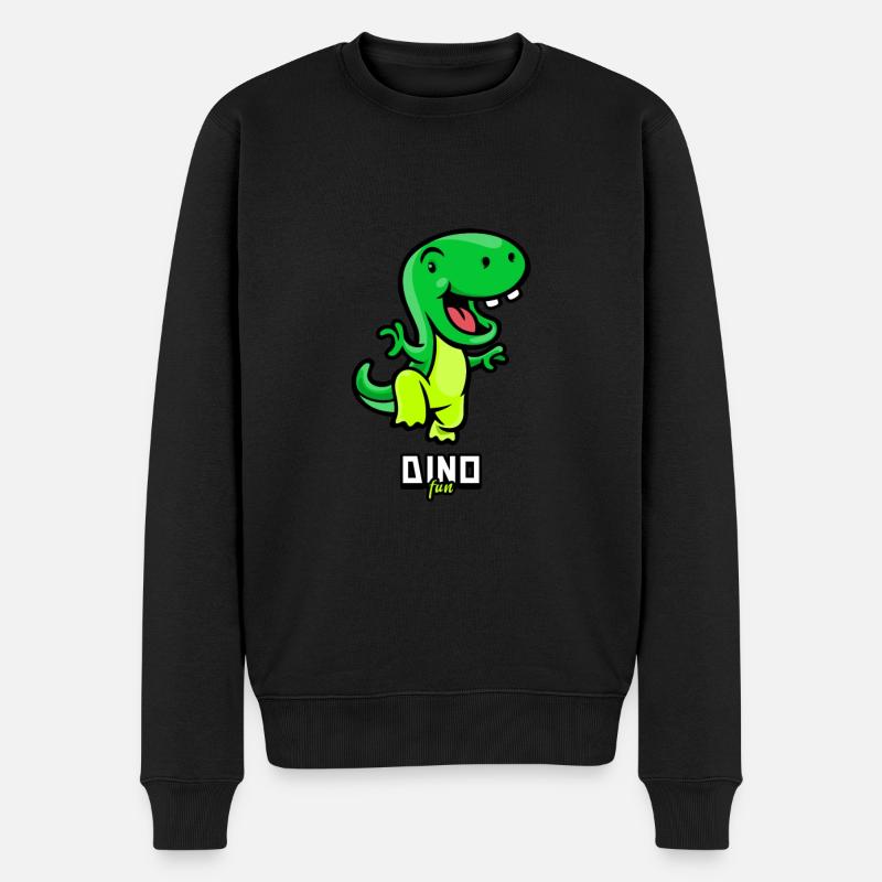 Grüner Dino - Männer Premium Bio Pullover - Schwarz