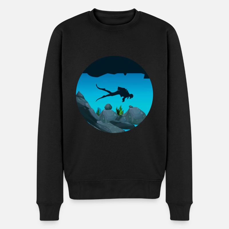 Höhlentauchen - Männer Premium Bio Pullover - Schwarz