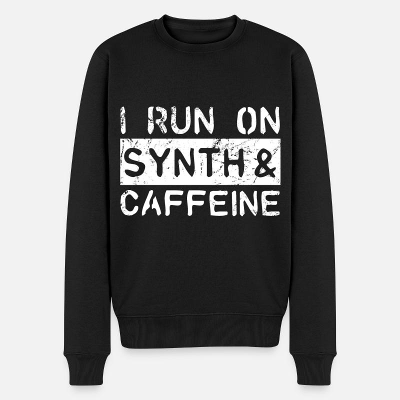 I run on synth & caffeine - Männer Premium Bio Pullover - Schwarz