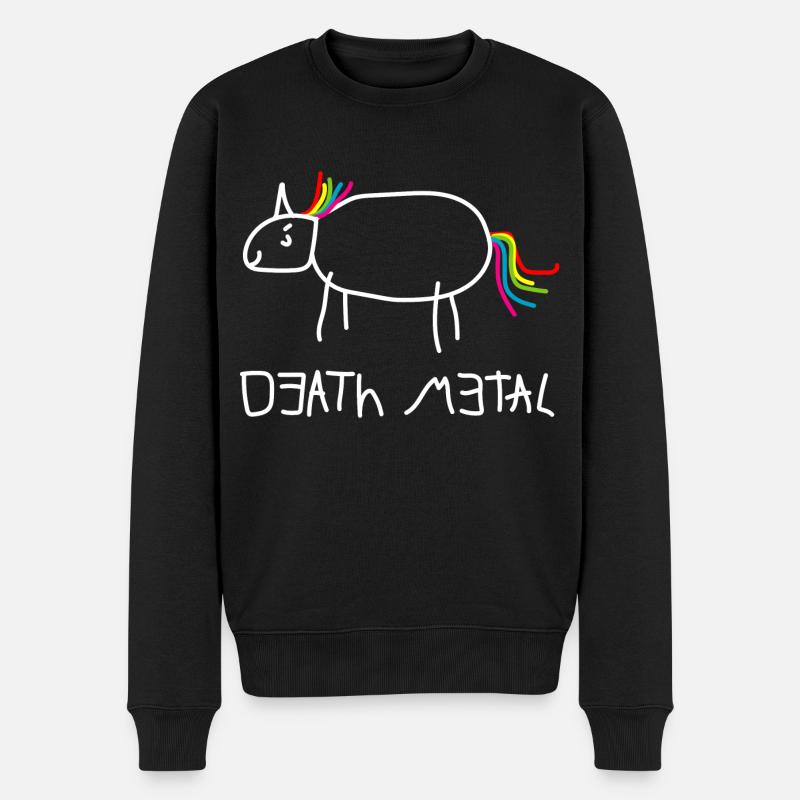Death Metal Einhorn - Männer Premium Bio Pullover - Schwarz