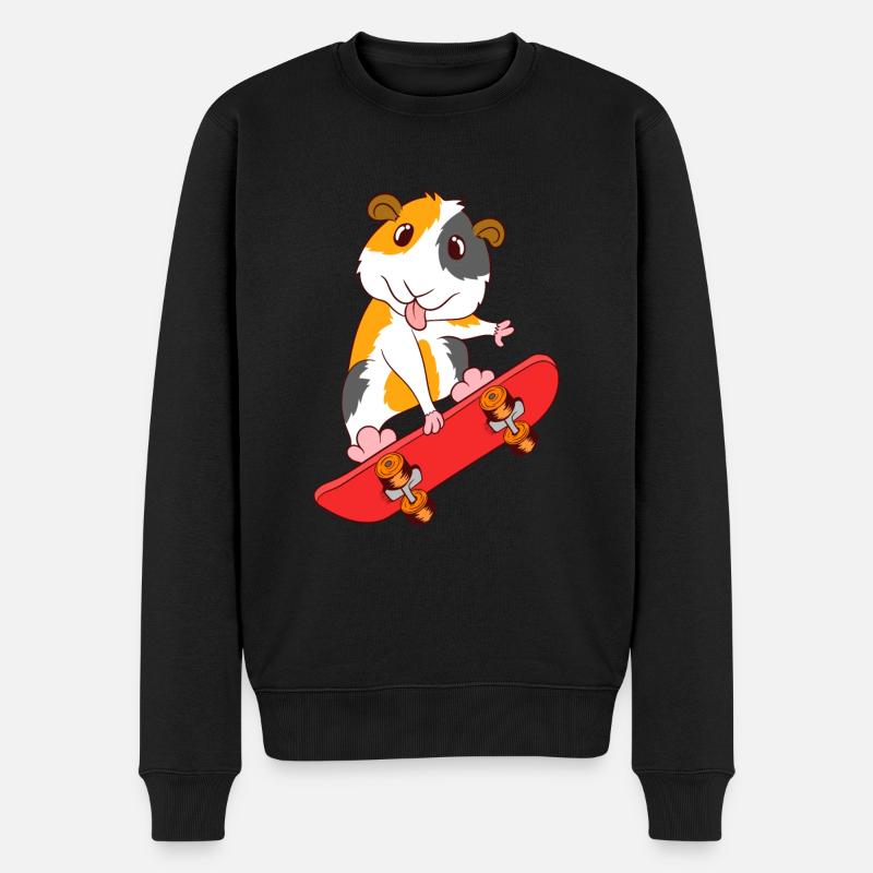 Skateboarding-Meerschweinchen-Rochen auf T-Shirt - Männer Premium Bio Pullover - Schwarz