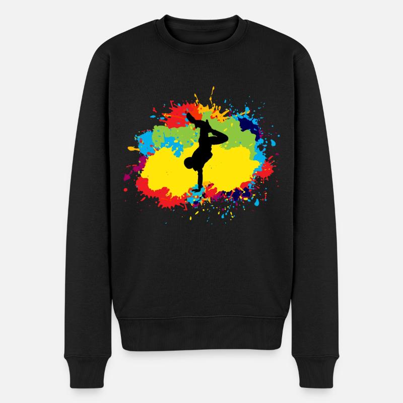 Breakdance Breakdancing Break-dancer Aquarelle - Pull Premium bio Homme - noir