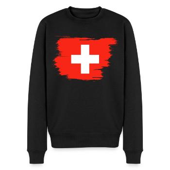 Schweiz Flagge - Männer Premium Bio Pullover - Schwarz - Vorne - Nico (187cm)