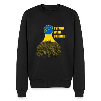 Je soutiens le drapeau ukrainien de l’Ukraine - Pull Premium bio Homme - noir - Devant - Nico (187cm)