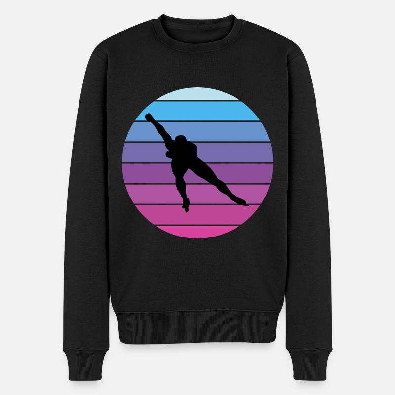 Eisschnelllauf Eisschnelllauf Schlittschuhrennen Vintage Retro - Männer Premium Bio Pullover - Schwarz