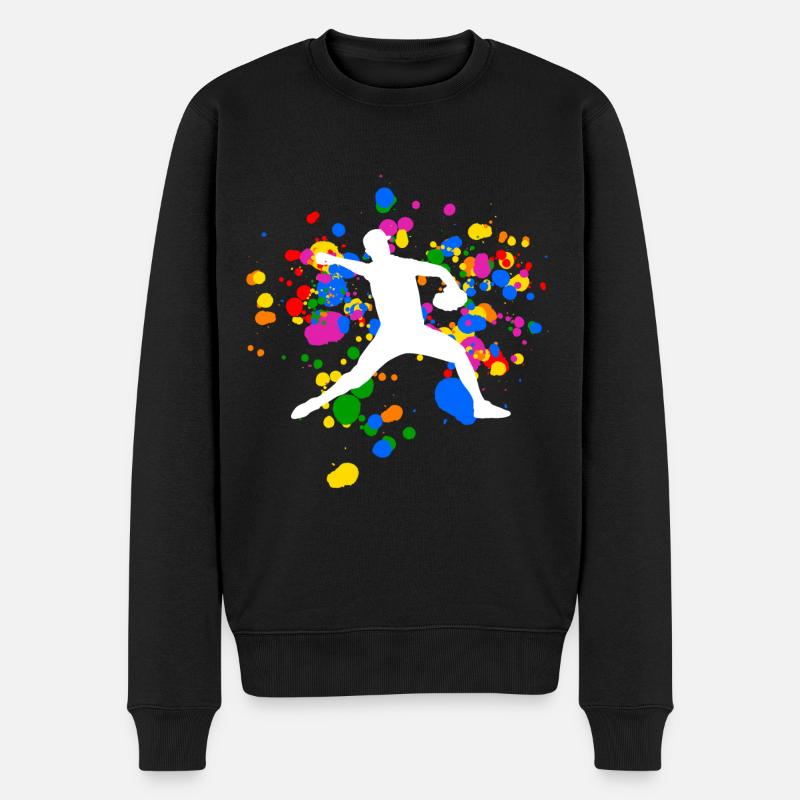 Design de baseball coloré avec des couleurs arc-en-ciel - Pull Premium bio Homme - noir