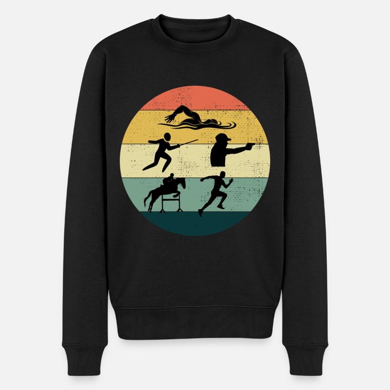 Pentathlon moderne - Escrime Natation Équitation - Pull Premium bio Homme - noir