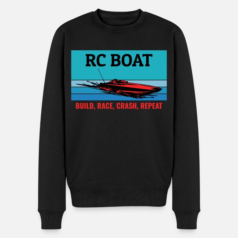 Rc Boat Racing Elektro-Motorboot Schnellboot-Rennen - Männer Premium Bio Pullover - Schwarz