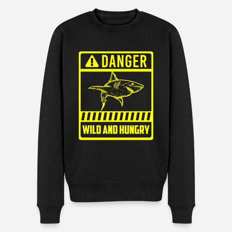 Weißer Hai Meer - Männer Premium Bio Pullover - Schwarz