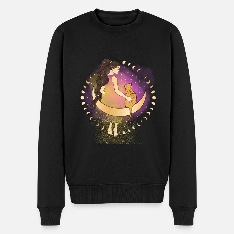 Déesse et son chat - Pull Premium bio Homme - noir