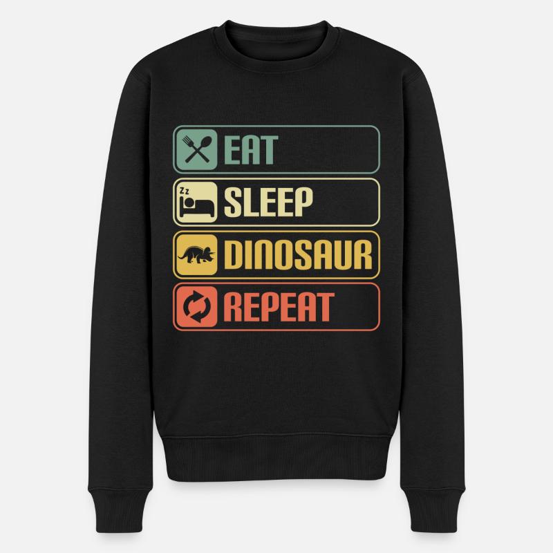 Dino Stegosaurus Fleischfresser Pflanzenfresser - Männer Premium Bio Pullover - Schwarz