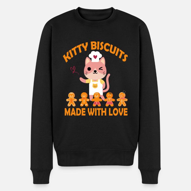 Kitty Biscuits Made With Love - Männer Premium Bio Pullover - Schwarz