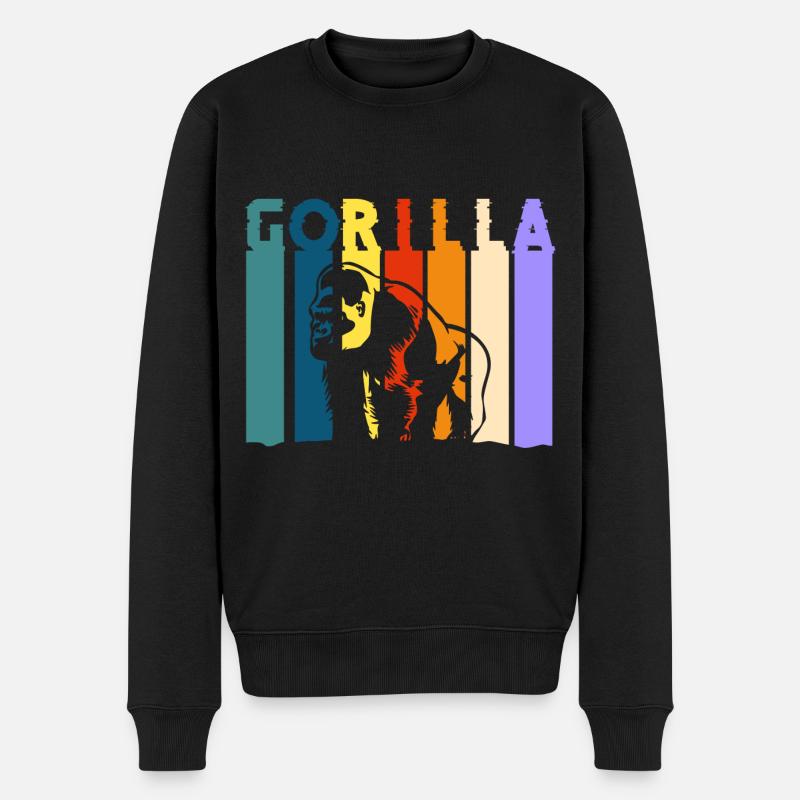 Gorilla Banane Schimpanse - Männer Premium Bio Pullover - Schwarz