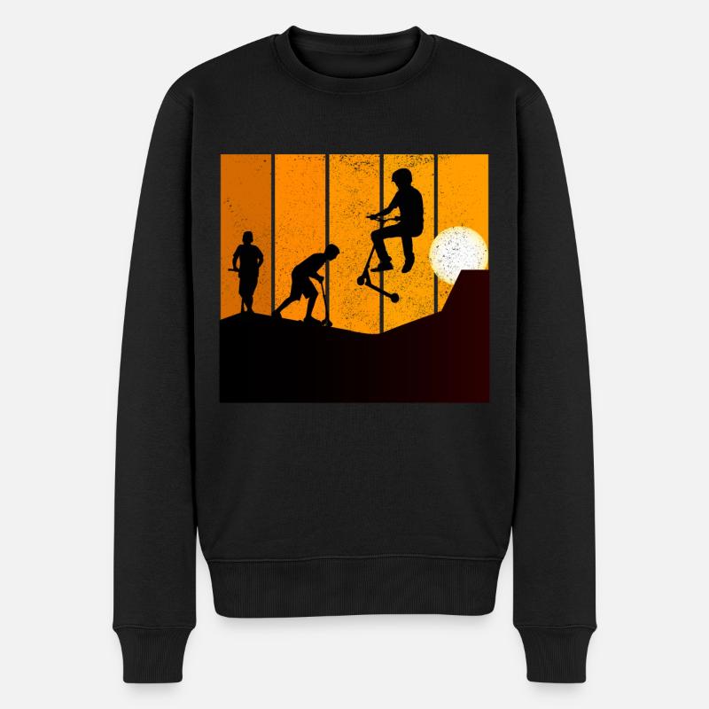 Stunt Scooter Freestyle Scootern Reiten Sonnenuntergang - Männer Premium Bio Pullover - Schwarz