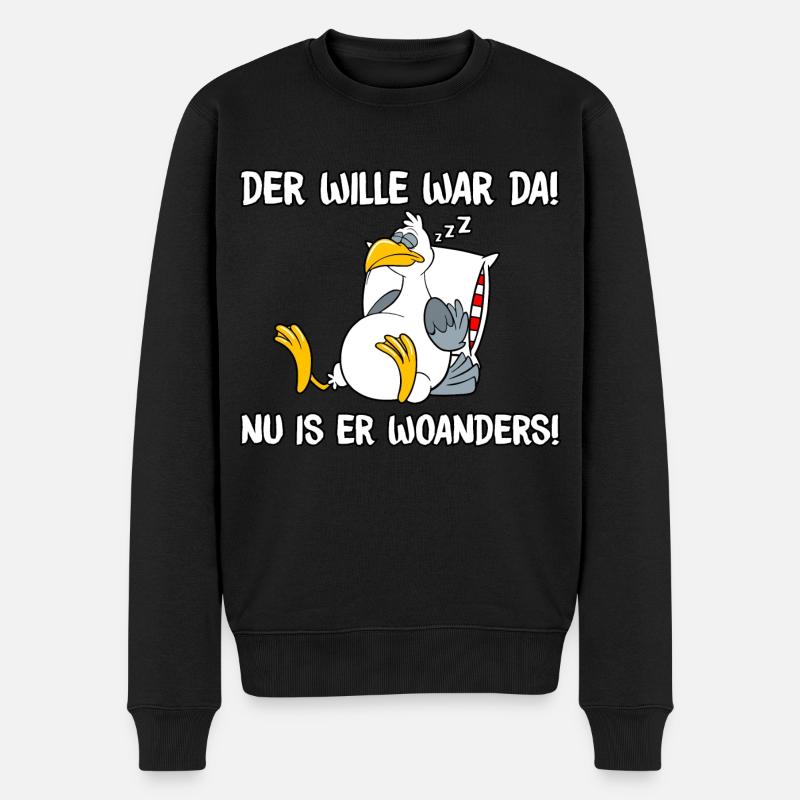 Der Wille war da - Männer Premium Bio Pullover - Schwarz