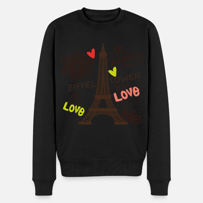Paris Eiffel Tower Arc de Triomphe Love from Frankre - Men's Premium Organic Jumper - black