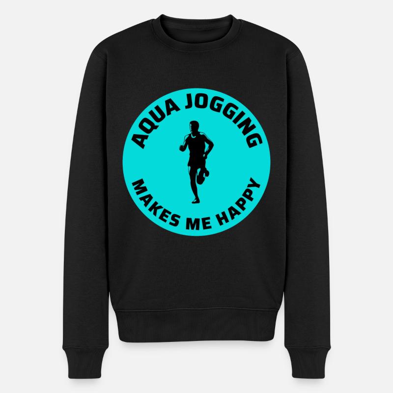 Deep Water Aqua jogging Pool Running Fitness - Männer Premium Bio Pullover - Schwarz