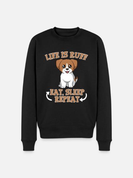 Dierenhond ontwerp voor pooteigenaren Het leven is ruff eten - Mannen Premium Bio sweater - zwart