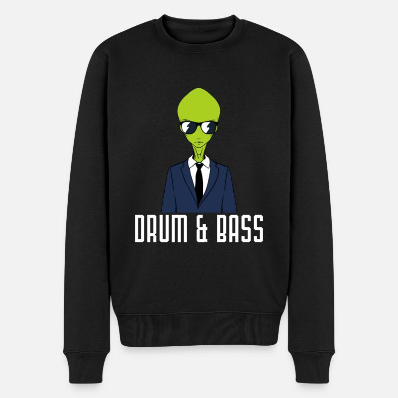 Drumming Shirt For Drummers "Drum & Bass Aliens" - Pull Premium bio Homme - noir