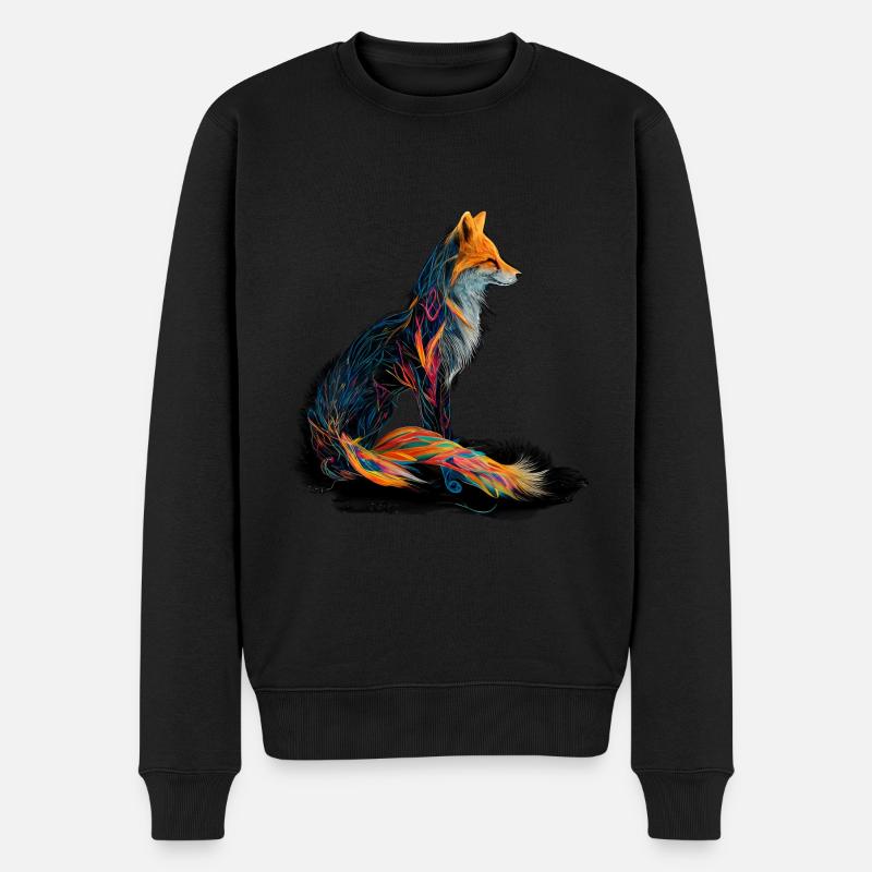 Fuchs Fuchsmotiv Tiere Geschenk Kunst Tiermotiv - Männer Premium Bio Pullover - Schwarz