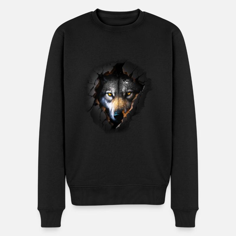 Wolf Wölfe Tiere Geschenk Kunst Tiermotiv - Männer Premium Bio Pullover - Schwarz