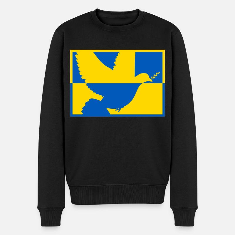 Ukrainische Flagge Friedenstaube - Männer Premium Bio Pullover - Schwarz