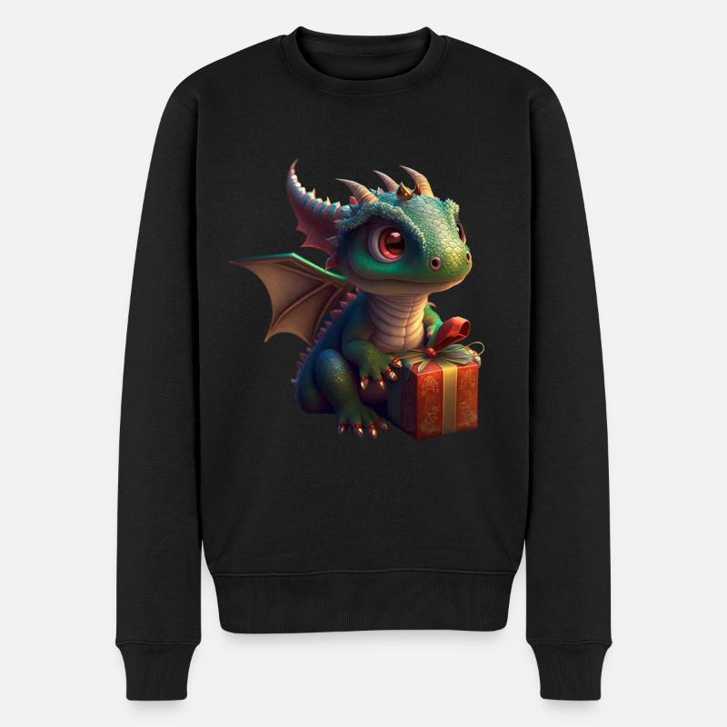Bébé dragon avec cadeau - Pull Premium bio Homme - noir