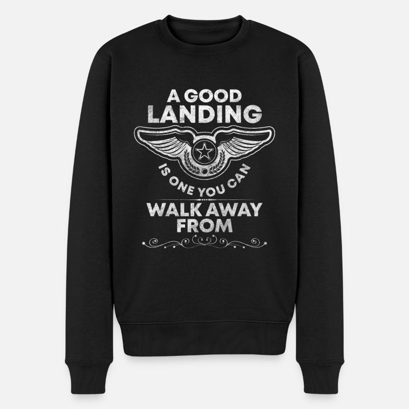 Flugzeug Beruf Luftfahrt Flugplatz - Männer Premium Bio Pullover - Schwarz