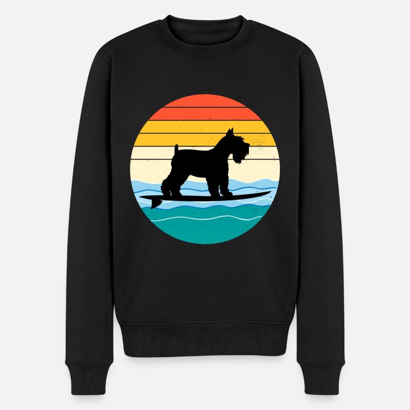 Zwergschnauzer Hund Surfing Vintage Retro - Männer Premium Bio Pullover - Schwarz