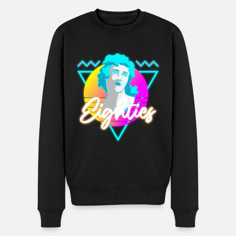 80er Musik Nostalgie Leuchtreklame - Männer Premium Bio Pullover - Schwarz