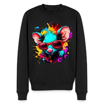 Trendy Cartoon Style. Cool party rat - Men's Premium Organic Jumper - black - Front - Nico (187cm)