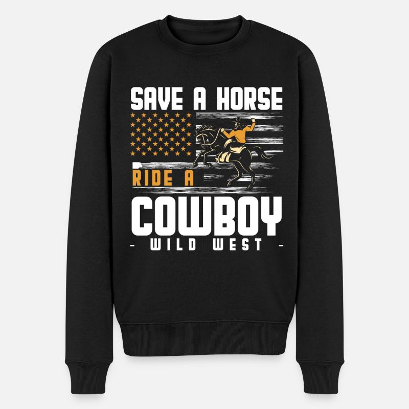 Western Bandit Wildnis Westernpferd - Männer Premium Bio Pullover - Schwarz
