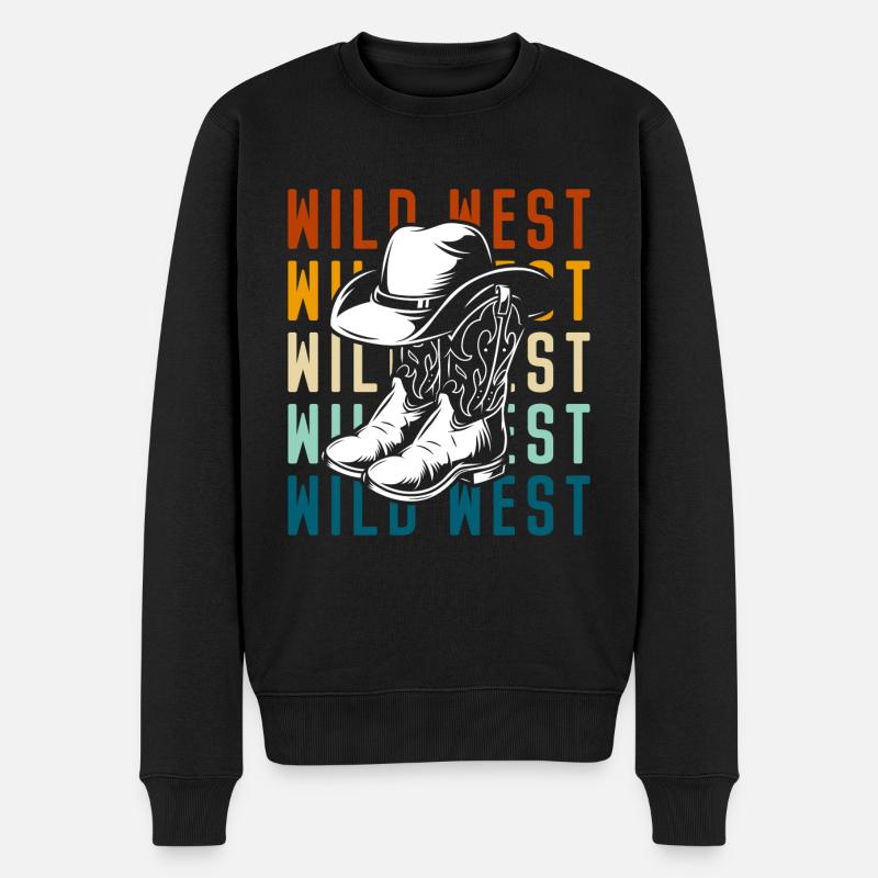 Western Wild Wildnis Rodeo - Männer Premium Bio Pullover - Schwarz