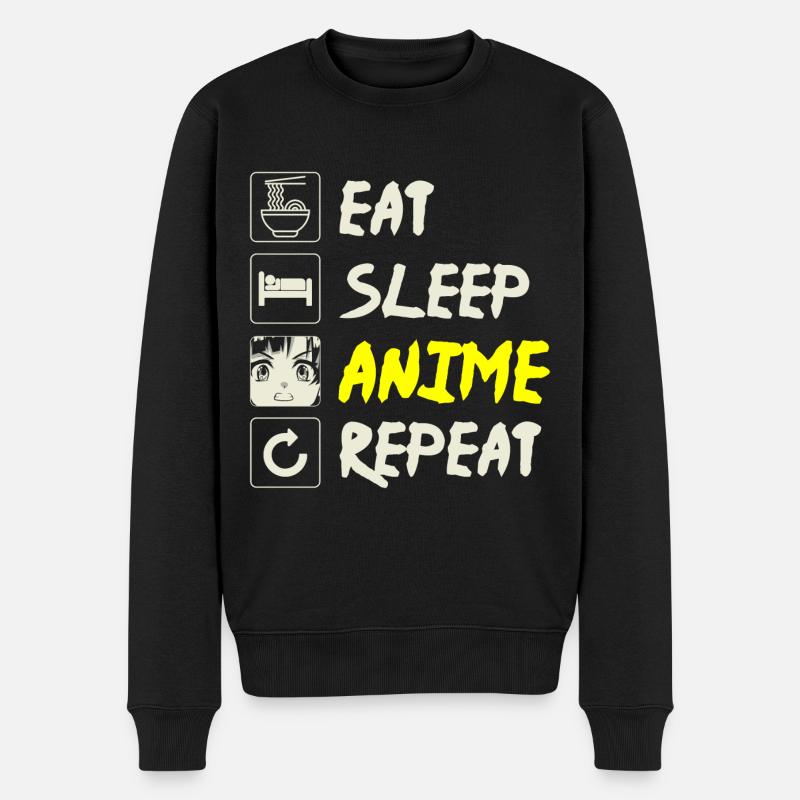 Anime Waifu - Männer Premium Bio Pullover - Schwarz