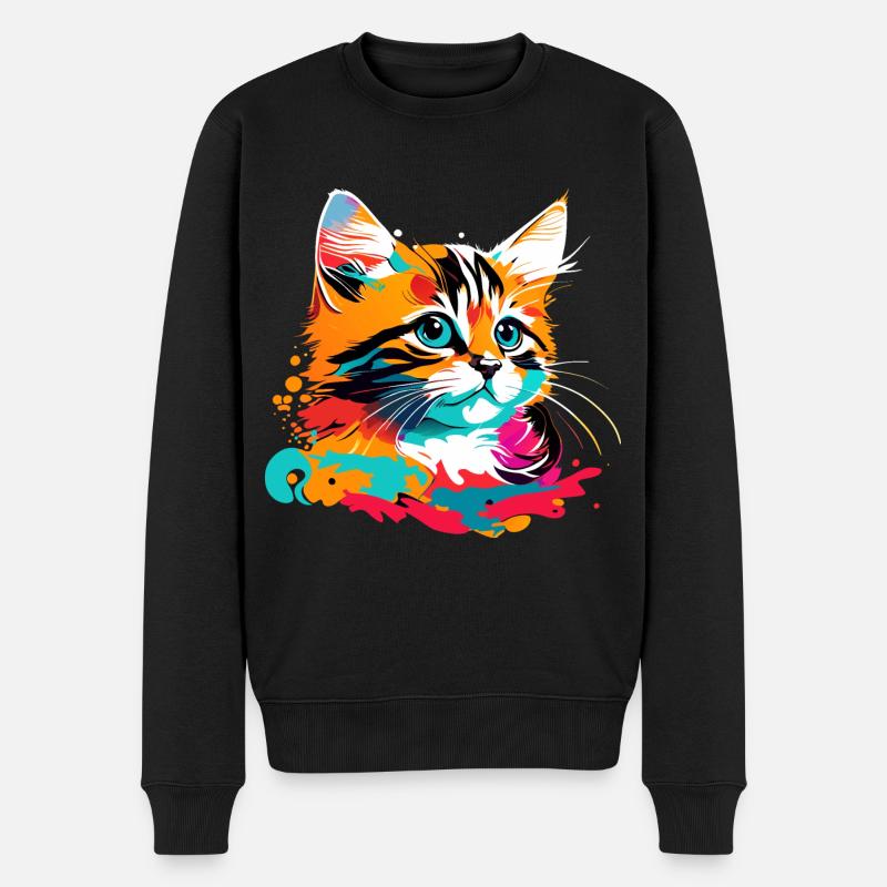 Kätzchen, Katze - Männer Premium Bio Pullover - Schwarz