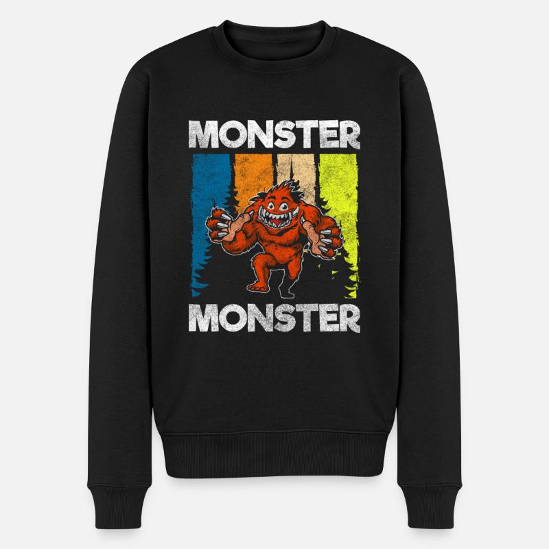 Monster Erschrecken Schrecklich Verkleidung - Männer Premium Bio Pullover - Schwarz
