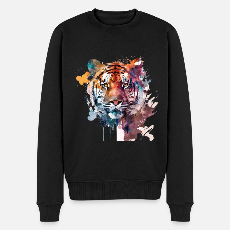 Tiger - Männer Premium Bio Pullover - Schwarz